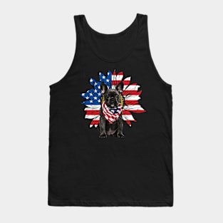 French Bulldog American Flag Sunflower Tank Top